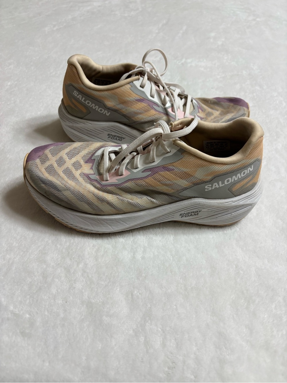 Salomon Women's Running Shoes - Beige with Purple & Pink Accents